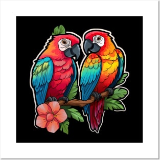 Colorful Parrot Cockatoo - Parakeet Macaws Parrot Posters and Art